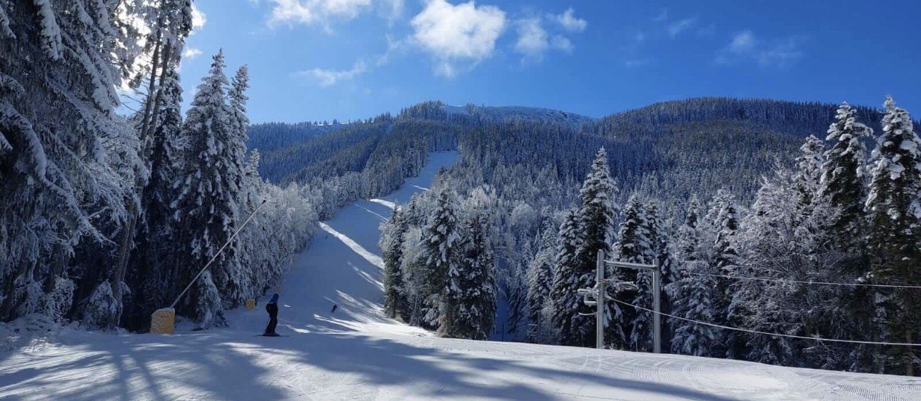 Snow-covered ski slopes near Blagoevgrad