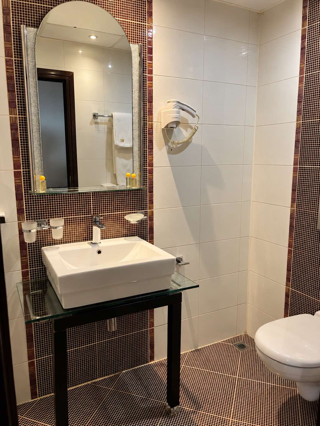 Bathroom of the Deluxe Double Room with twin beds
