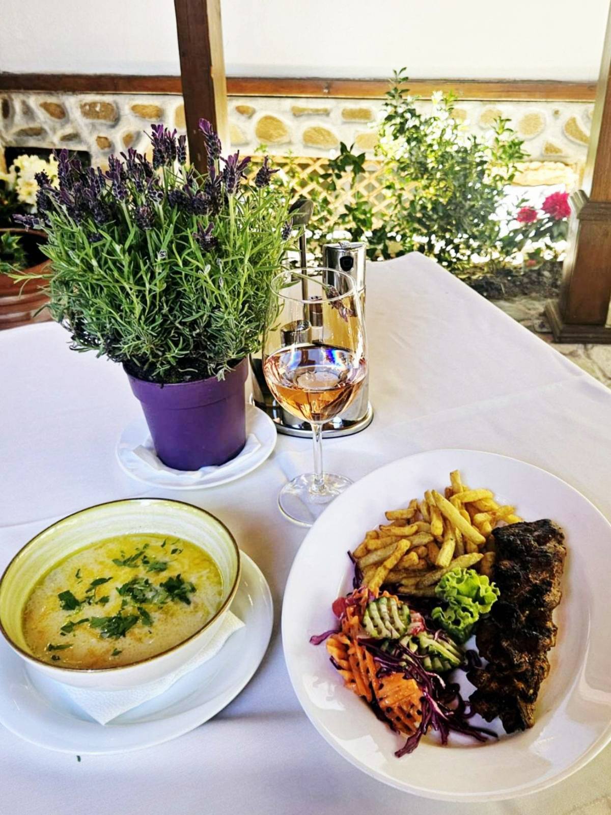 Lunch in the restaurant garden