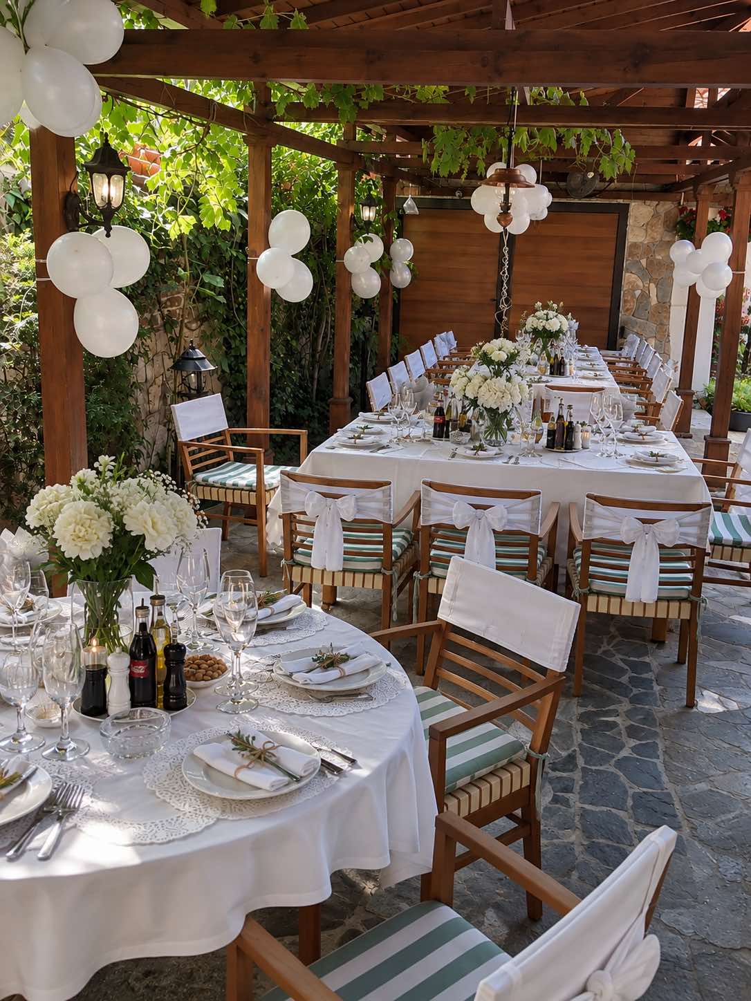Restaurant garden set for a private event